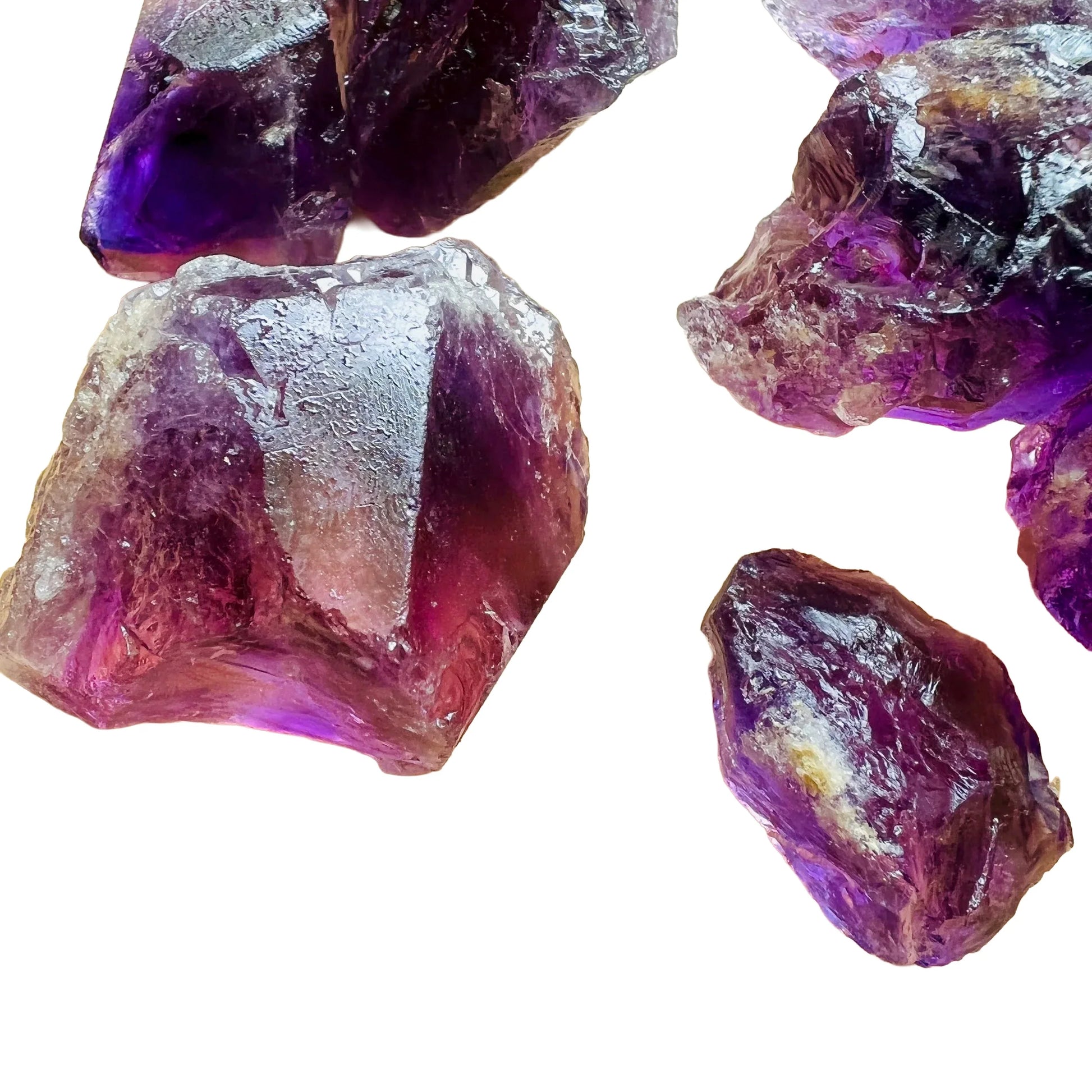 Full profile of Grade AA Amethyst raw ready to ship from Beyond Bohemian