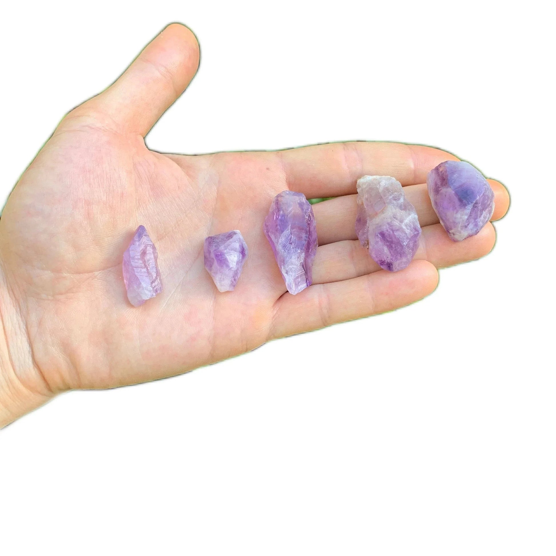 Detail shot of Grade AA Amethyst raw under natural light