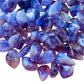 Top angle of Amethyst tumbled stone, traditionally used for Stress Relief, sourced from Analamanga, Madagascar.