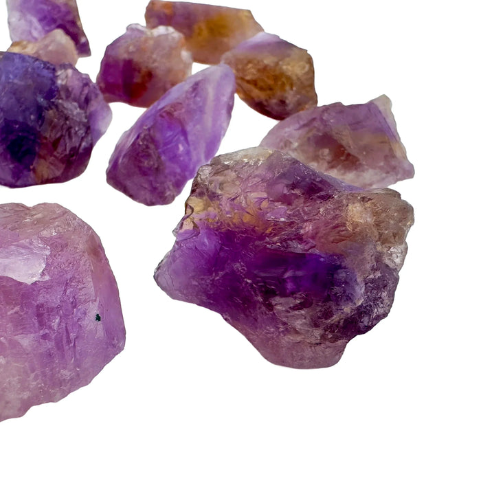 Top view of Ametrine raw stone, sourced from Ángel Sandoval Province, Bolivia, showing natural form.