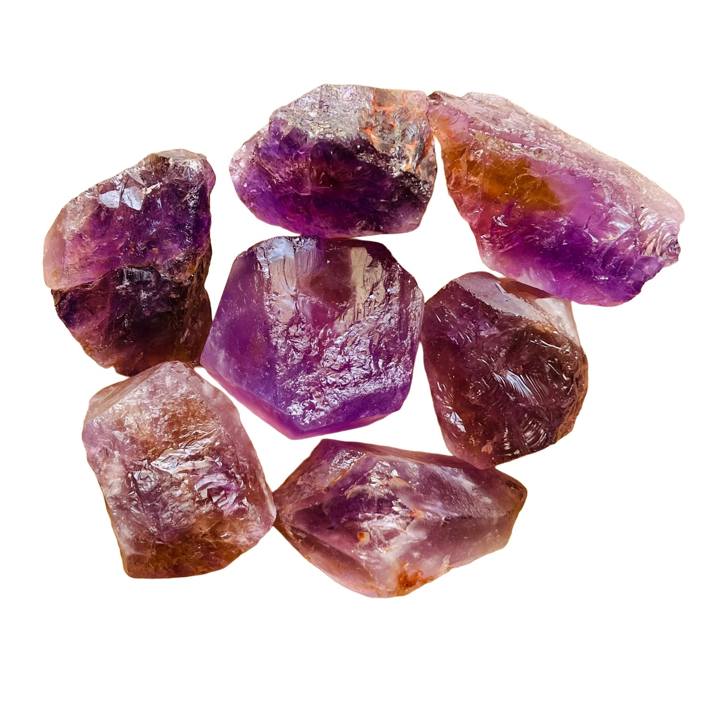 Detail shot of Grade AA Ametrine raw under natural light