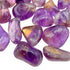 Side profile of Ametrine tumbled stone, sourced from Ángel Sandoval Province, Bolivia.