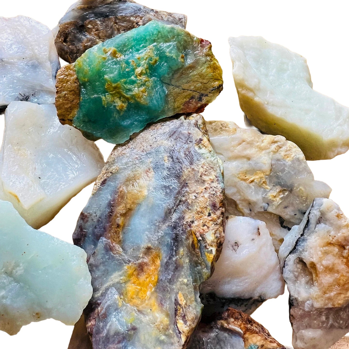 Full profile of Grade A Blue Opal raw ready to ship from Beyond Bohemian