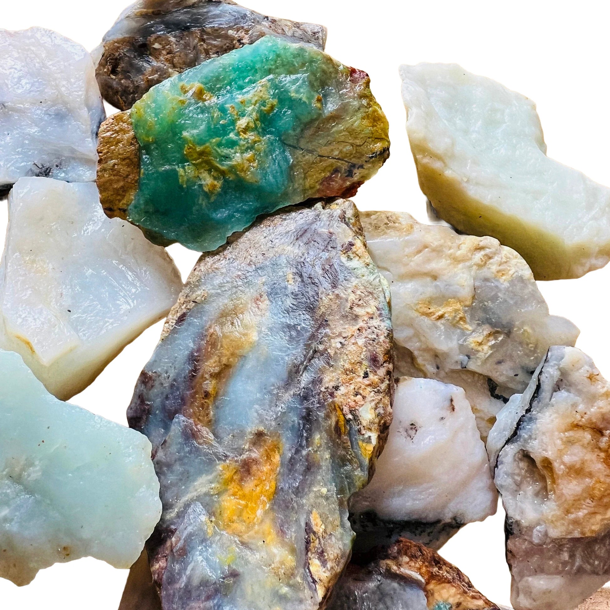Full profile of Grade A Blue Opal raw ready to ship from Beyond Bohemian