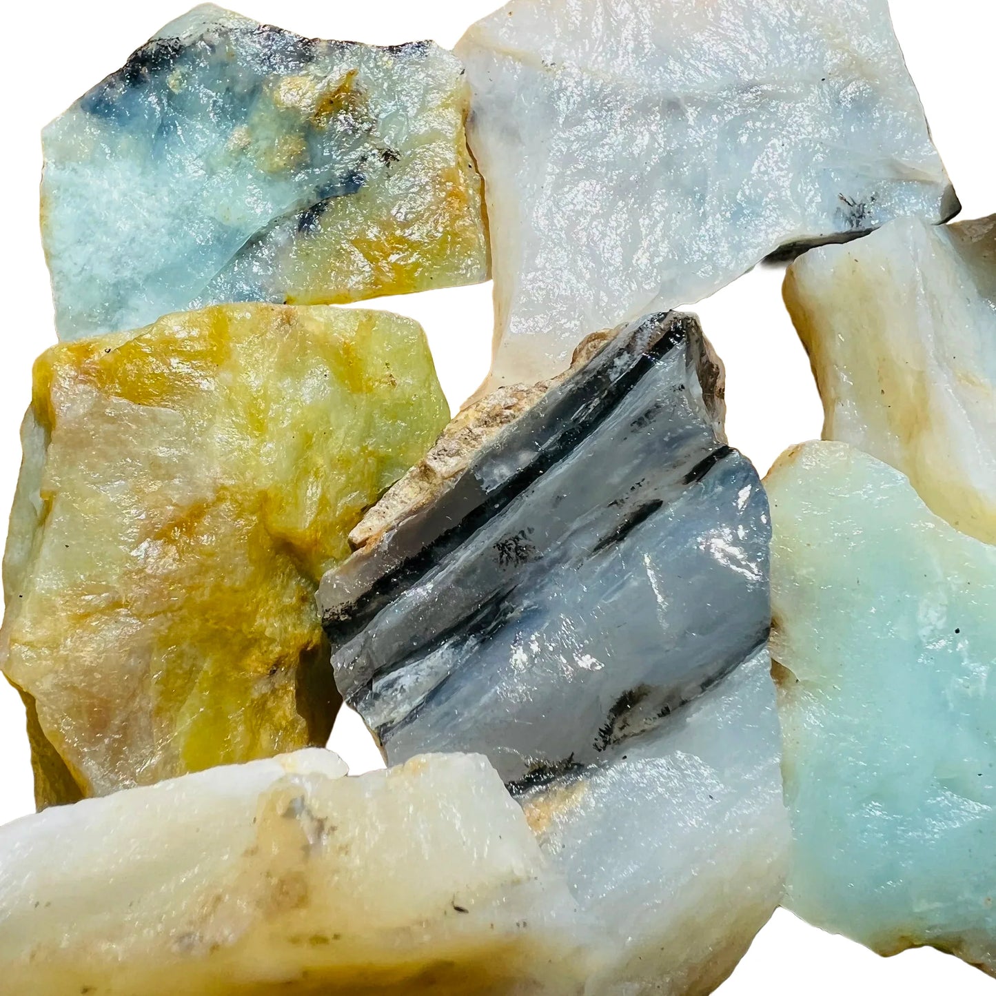 Full profile of Grade A Blue Opal raw ready to ship from Beyond Bohemian