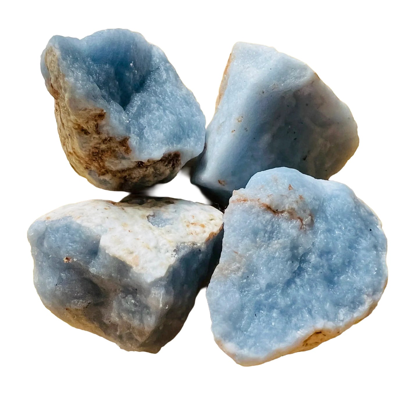 Detail shot of Grade A Angelite raw under natural light