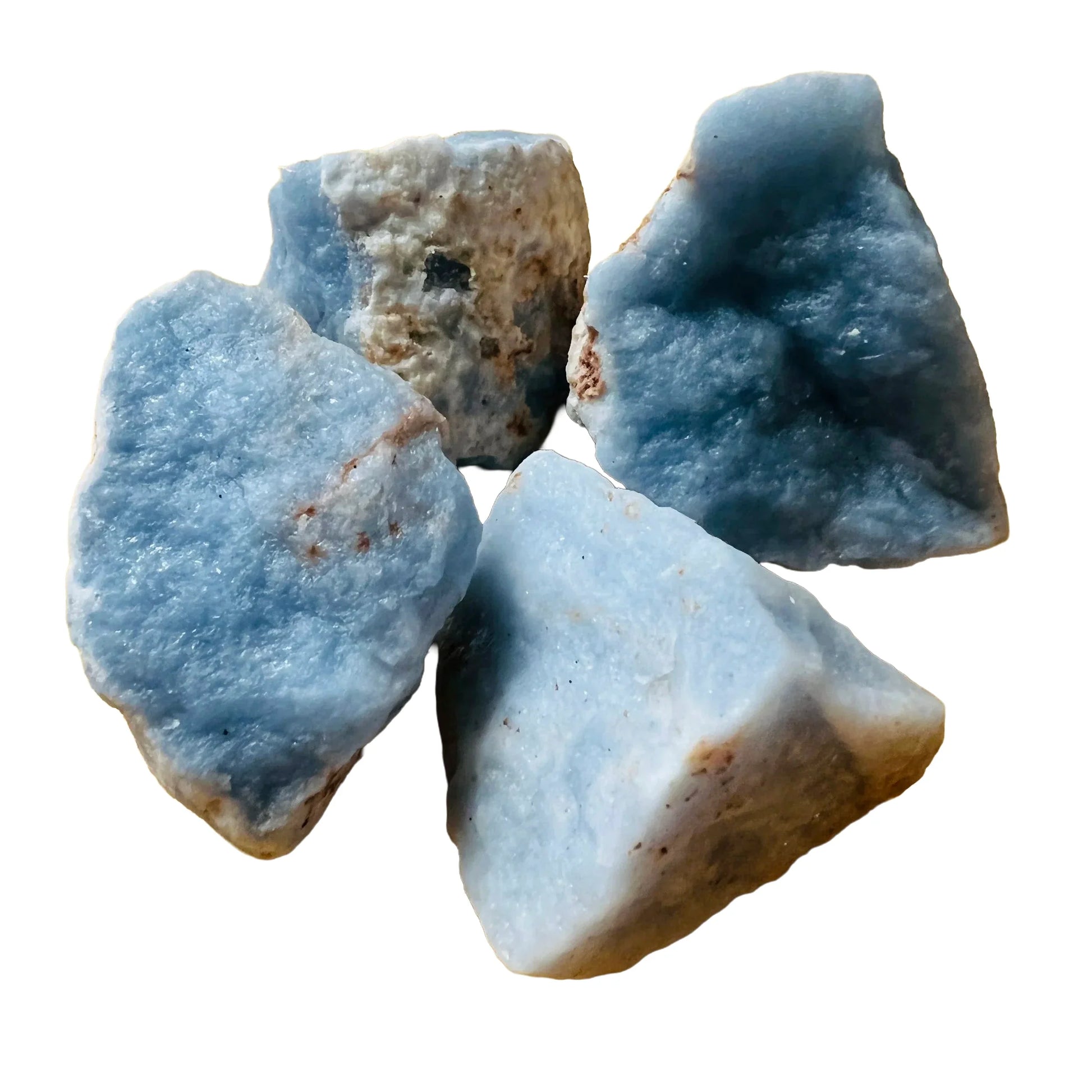 Full profile of Grade A Angelite raw ready to ship from Beyond Bohemian