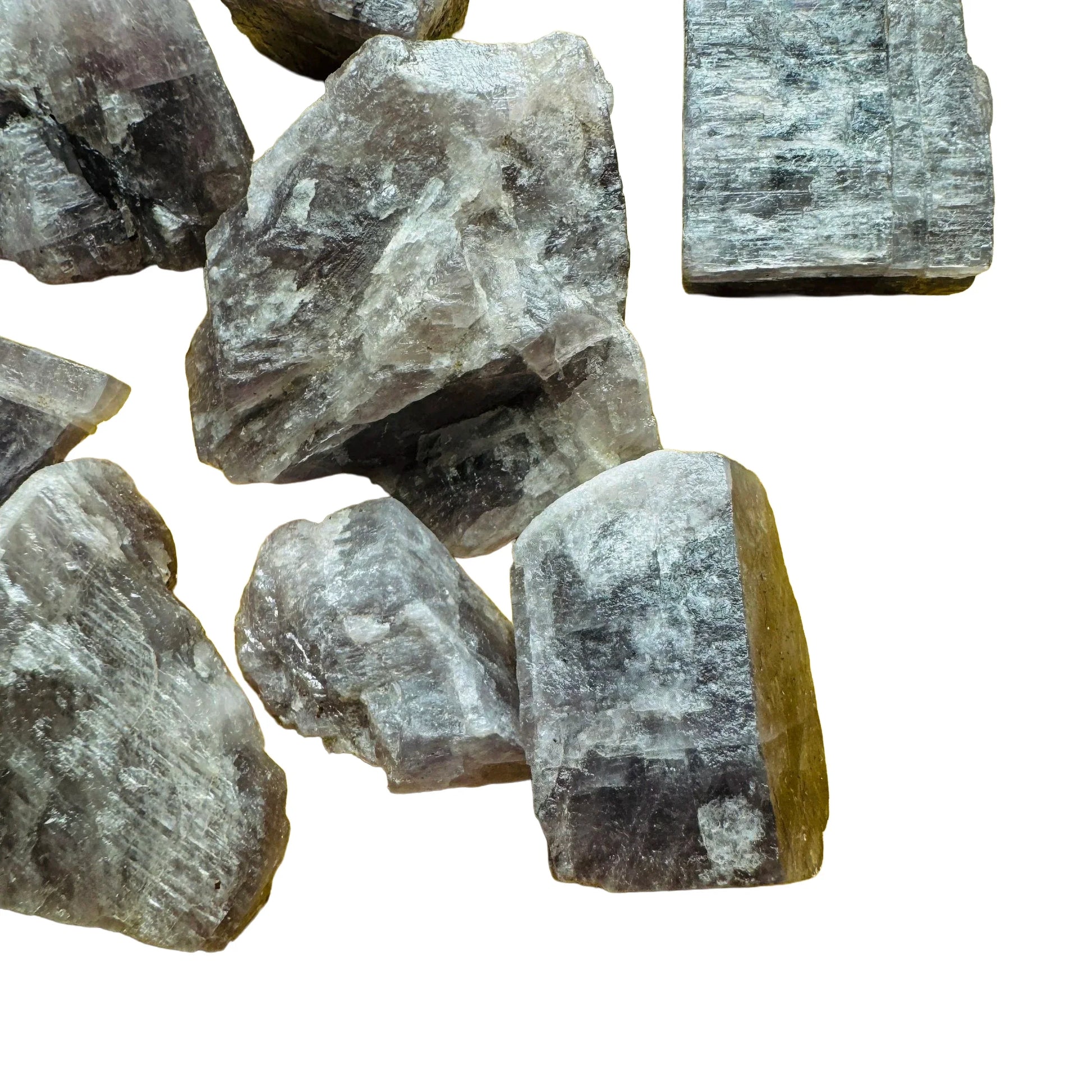 Color detail of Anhydrite raw stone, Madagascar-sourced.