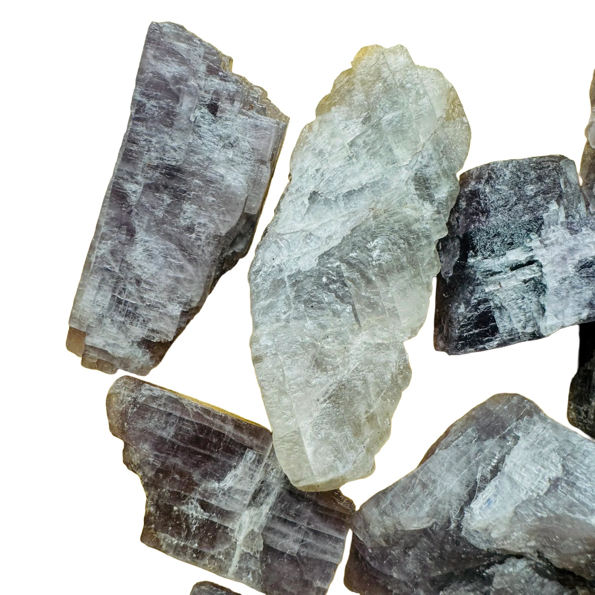 Reverse angle of Grade AA Anhydrite raw stone, Madagascar-sourced, carried for Meditation.
