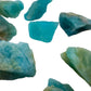 Reverse side of blue Aquamarine raw stone, drawn on for Stress Relief and Emotional Healing, showing natural form.