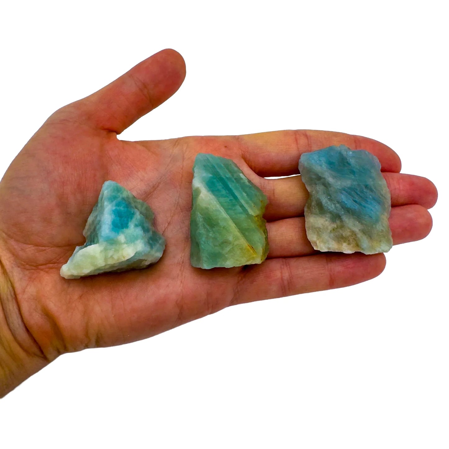 Back view of Grade AA Aquamarine raw showing natural surface