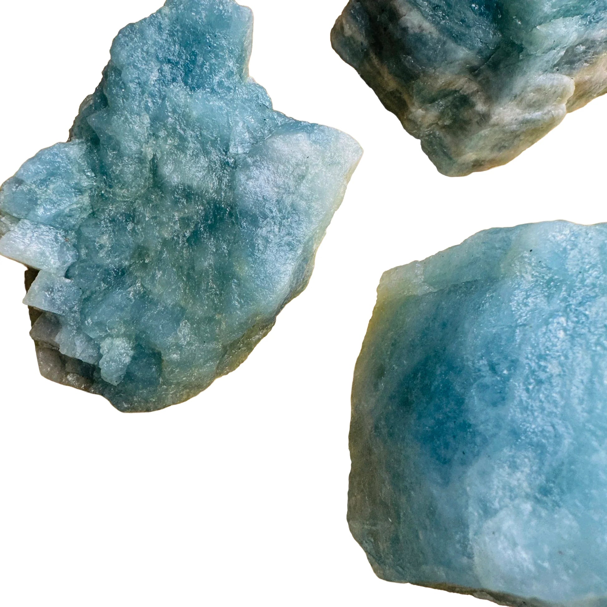 Reverse side of Aquamarine raw stone, carried for Stress Relief, showing subtle veining.