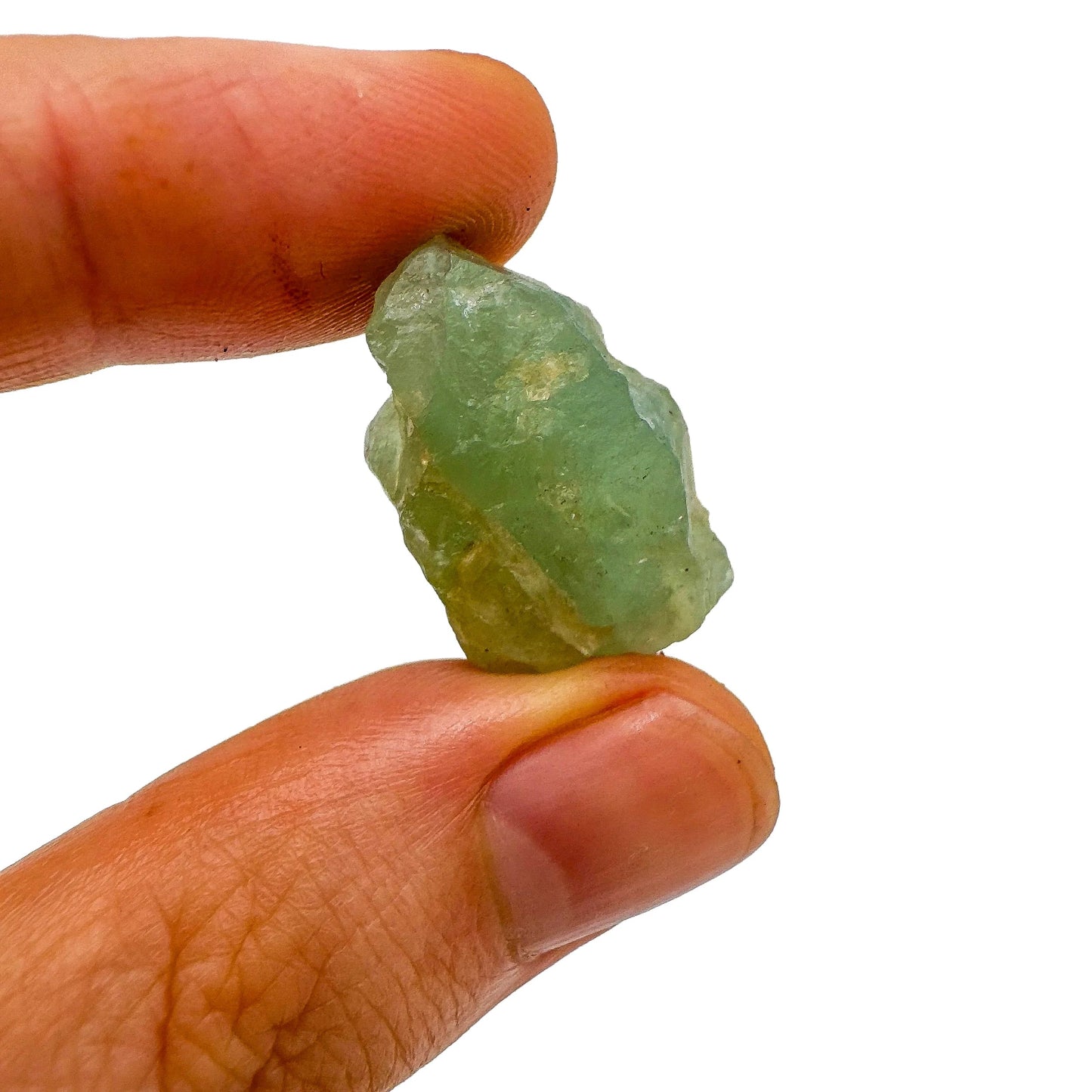 Detail shot of Grade A Aquamarine raw under natural light