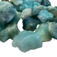 Profile shot of Aquamarine raw stone, hand-selected from Minas Gerais, Brazil, carried for Calm.