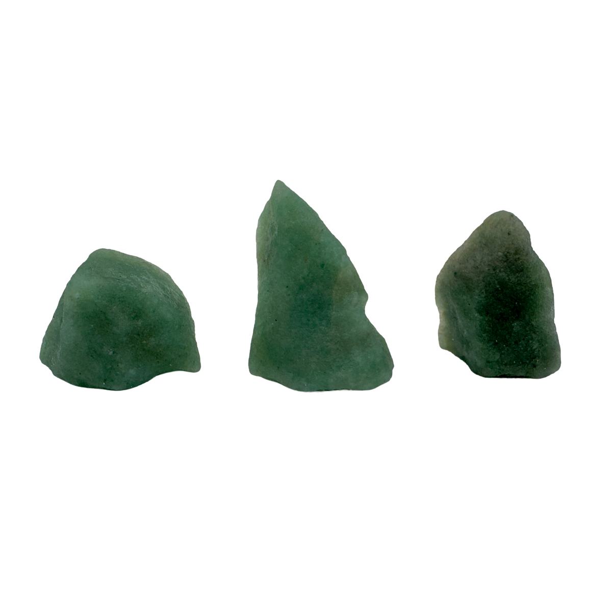 Three AA Grade Green Aventurine raw stones from Minas Gerais, Brazil.