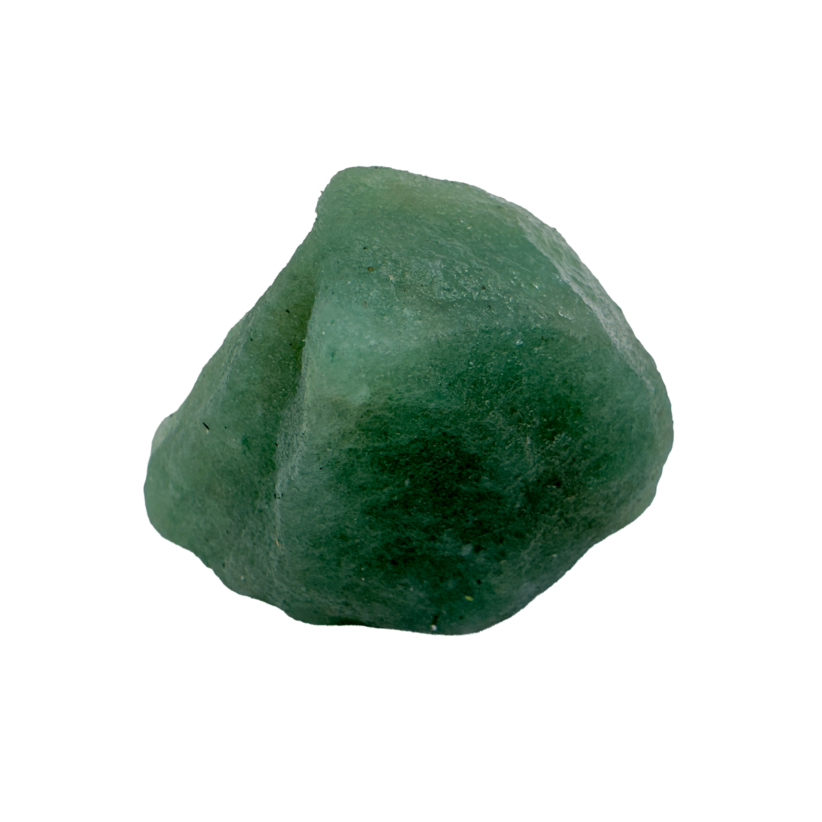 Top angle of an AA Grade Green Aventurine raw stone, sourced from Minas Gerais, Brazil.