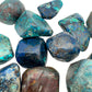 Close-up of Azurite tumbled stone, showing earthy tone, sourced from Kunene, Namibia.