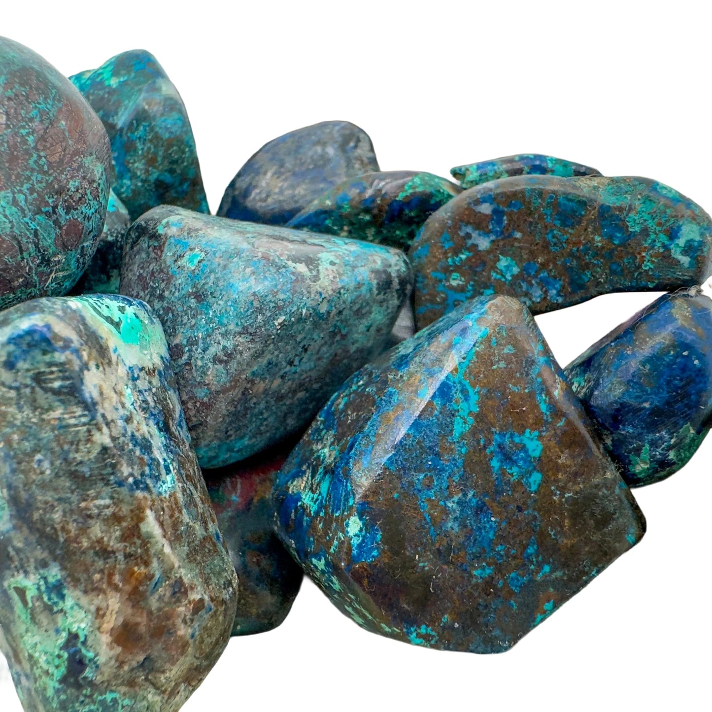 Plan view of Grade AA Azurite tumbled stone, for Intuition.