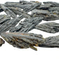 Side-on view of Black Kyanite raw stone, showing natural sheen, from Minas Gerais, Brazil.