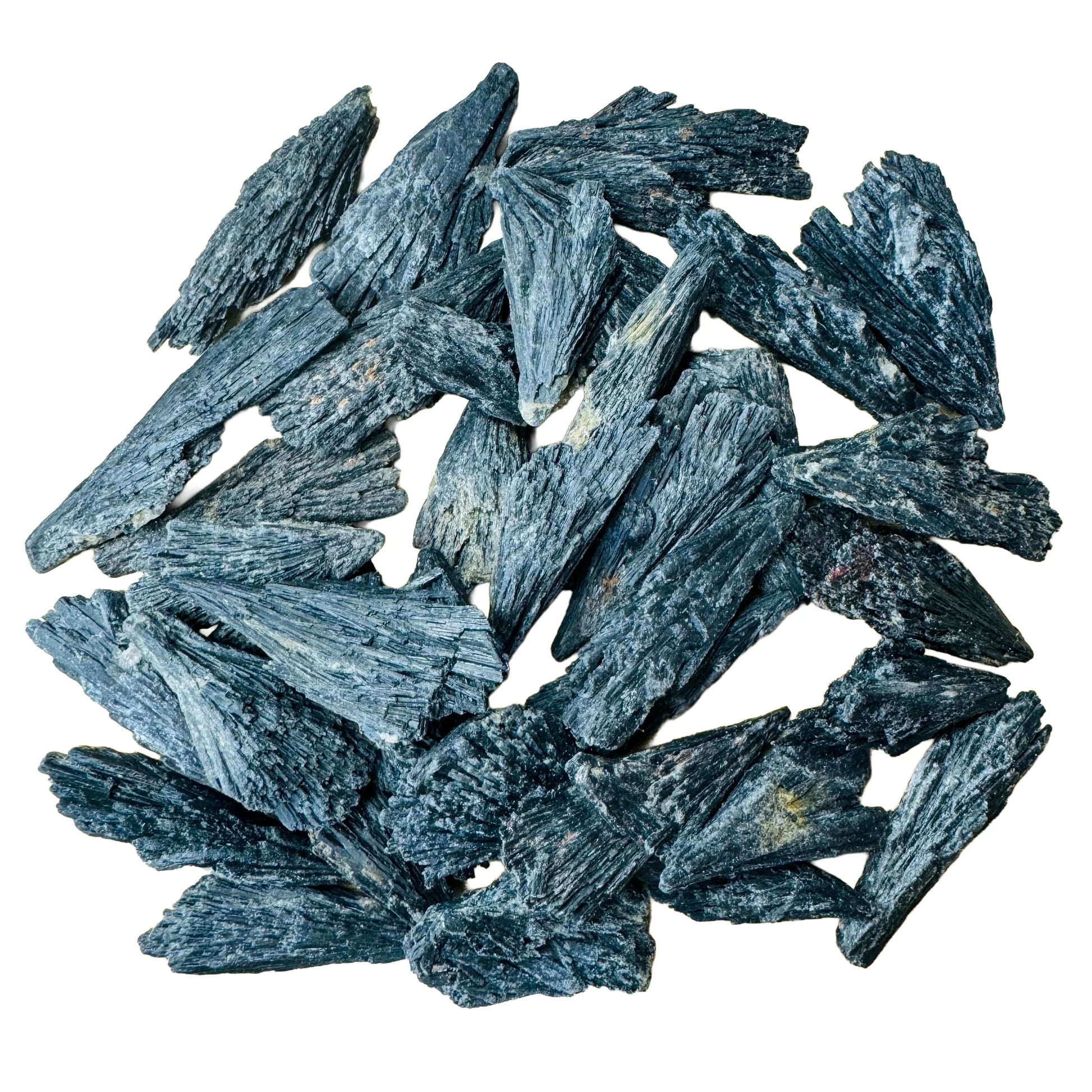 Full profile of Grade A Black Kyanite raw ready to ship from Beyond Bohemian
