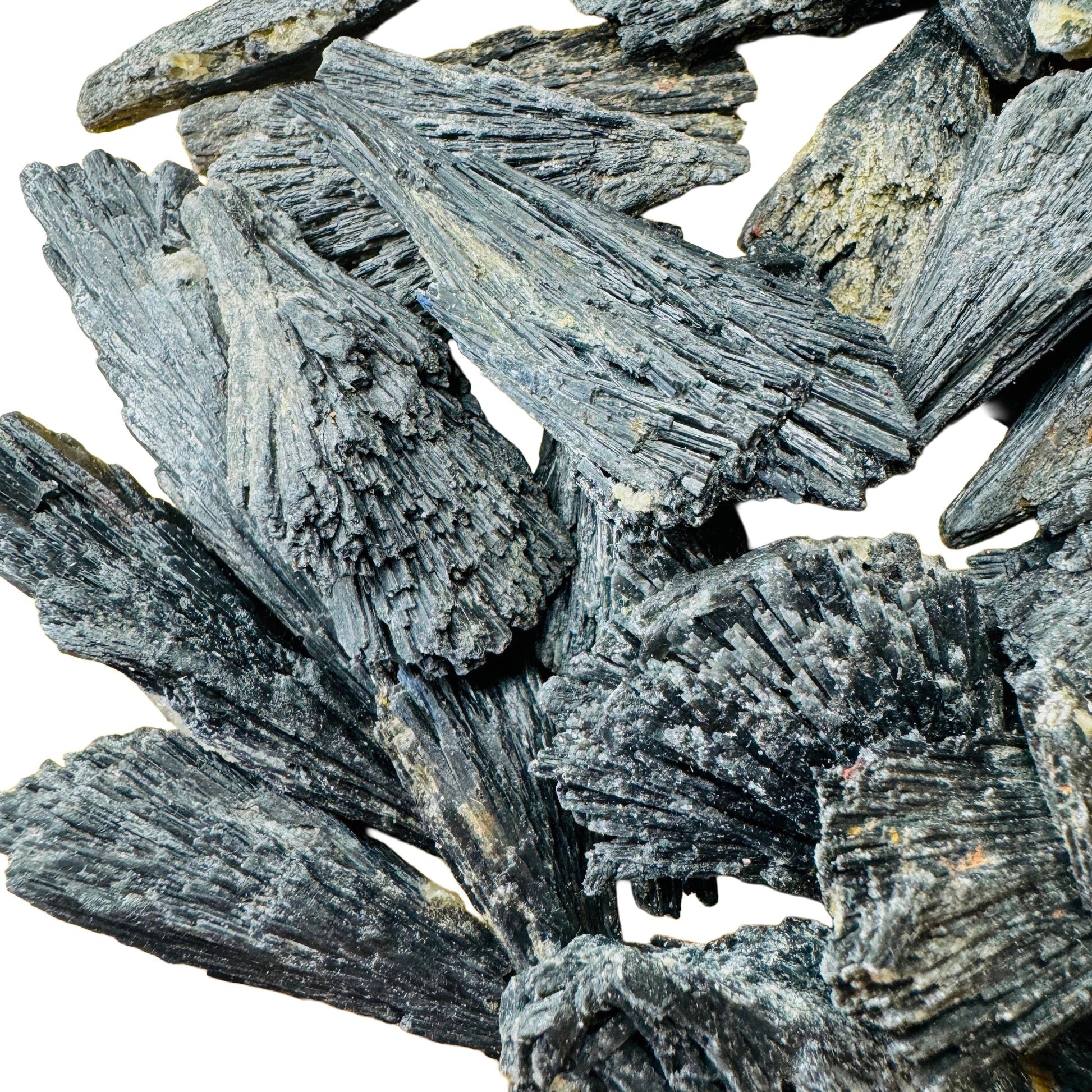 Full profile of Grade A Black Kyanite raw ready to ship from Beyond Bohemian