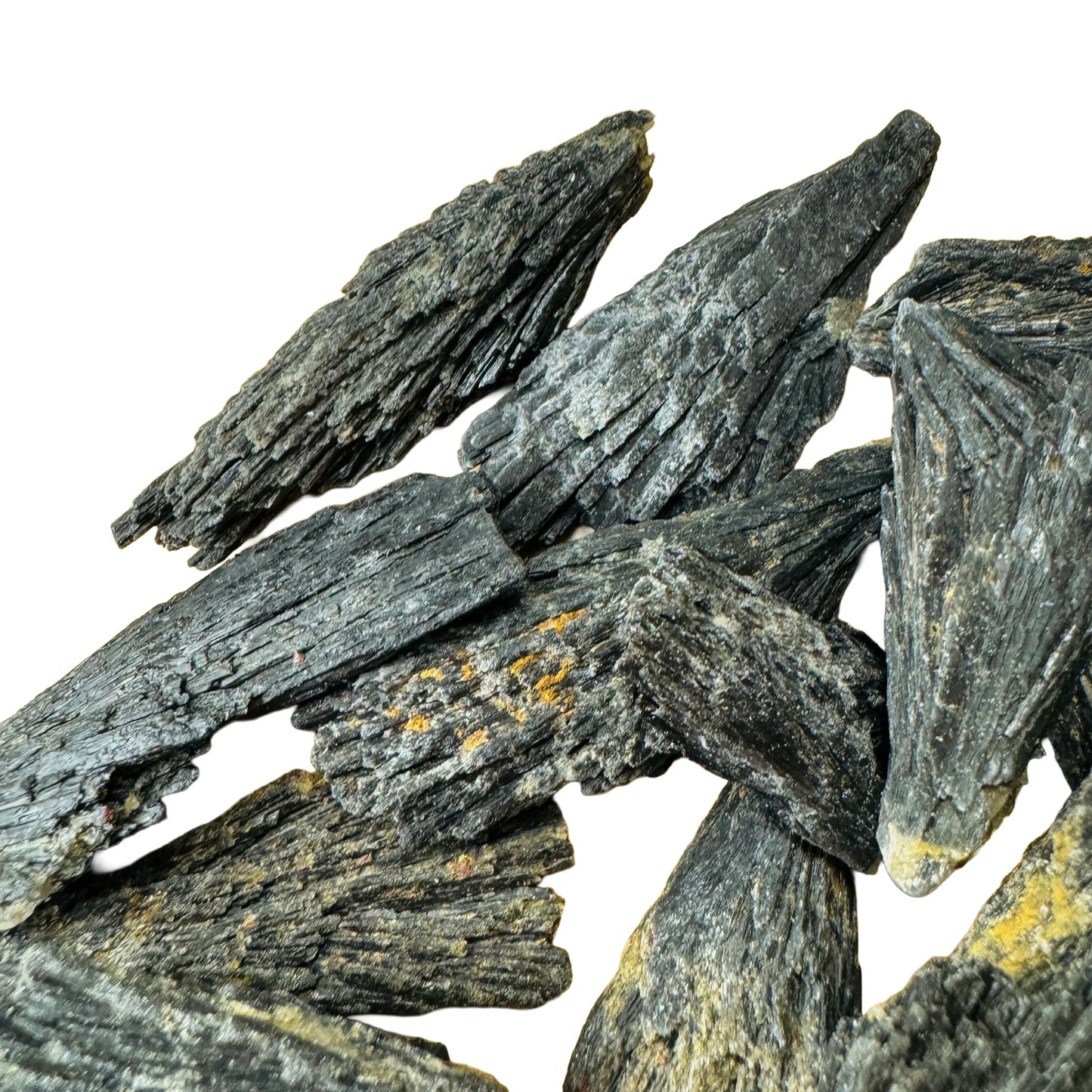 Full profile of Grade A Black Kyanite raw ready to ship from Beyond Bohemian