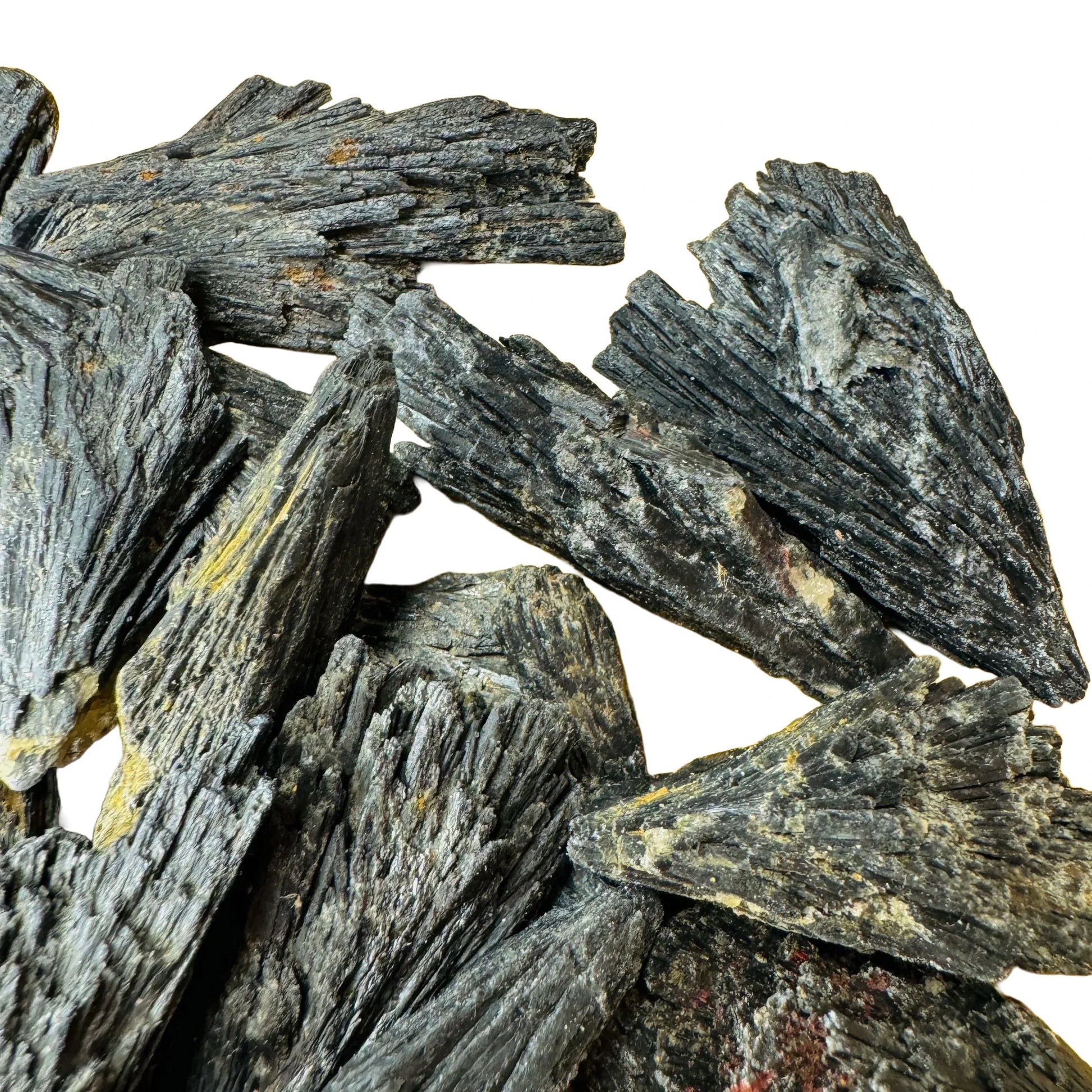 Full profile of Grade A Black Kyanite raw ready to ship from Beyond Bohemian