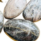 Aerial view of Black Moonstone palm stone, sourced from Amoron'i Mania, Madagascar.