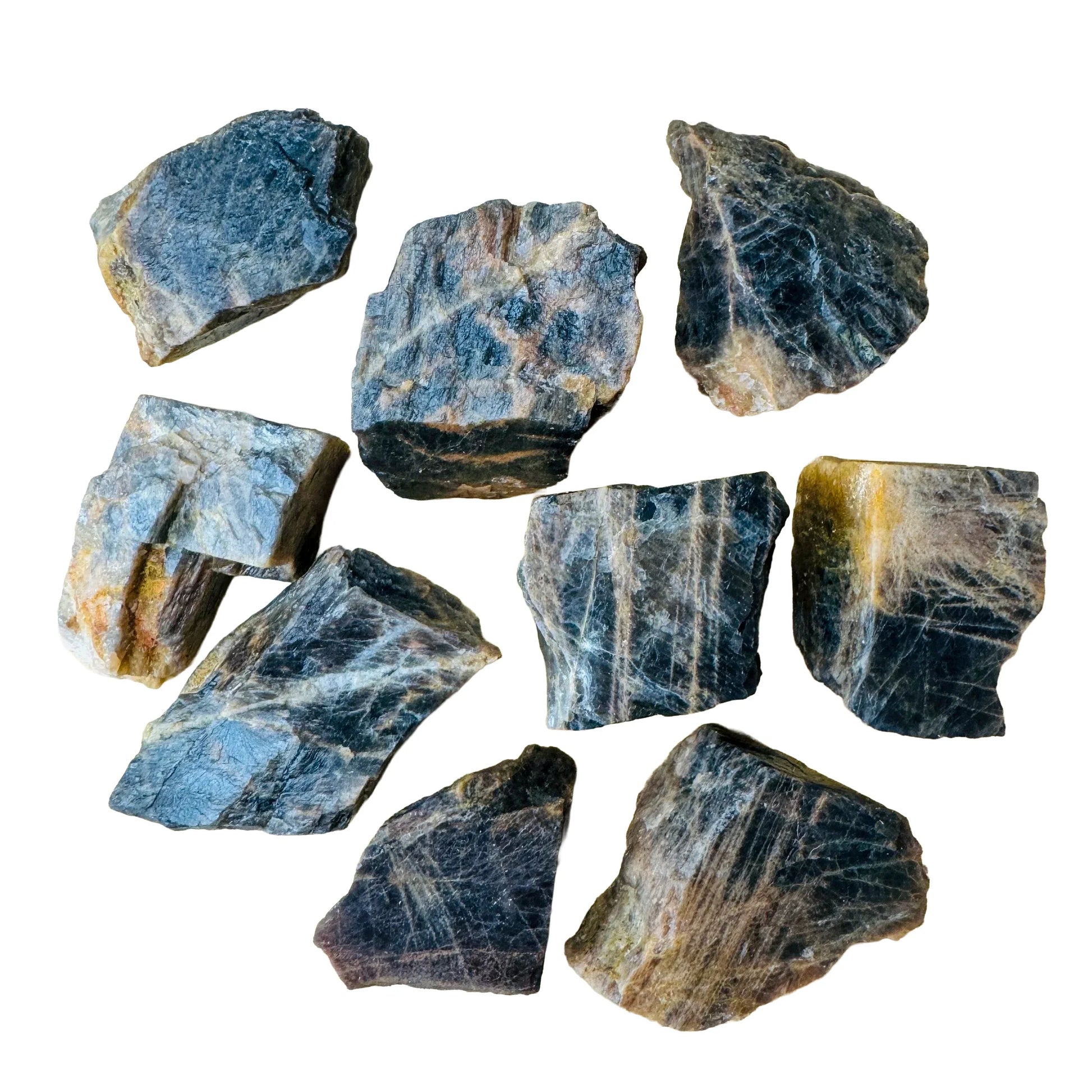 Color detail of Grade AA Black Moonstone raw stone, showing natural form.