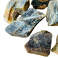 Overhead view of Black Moonstone raw stone, showing untreated character.