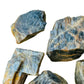 Bottom side of Black Moonstone raw stone, hand-selected from Amoron'i Mania, Madagascar, showing characteristic color.