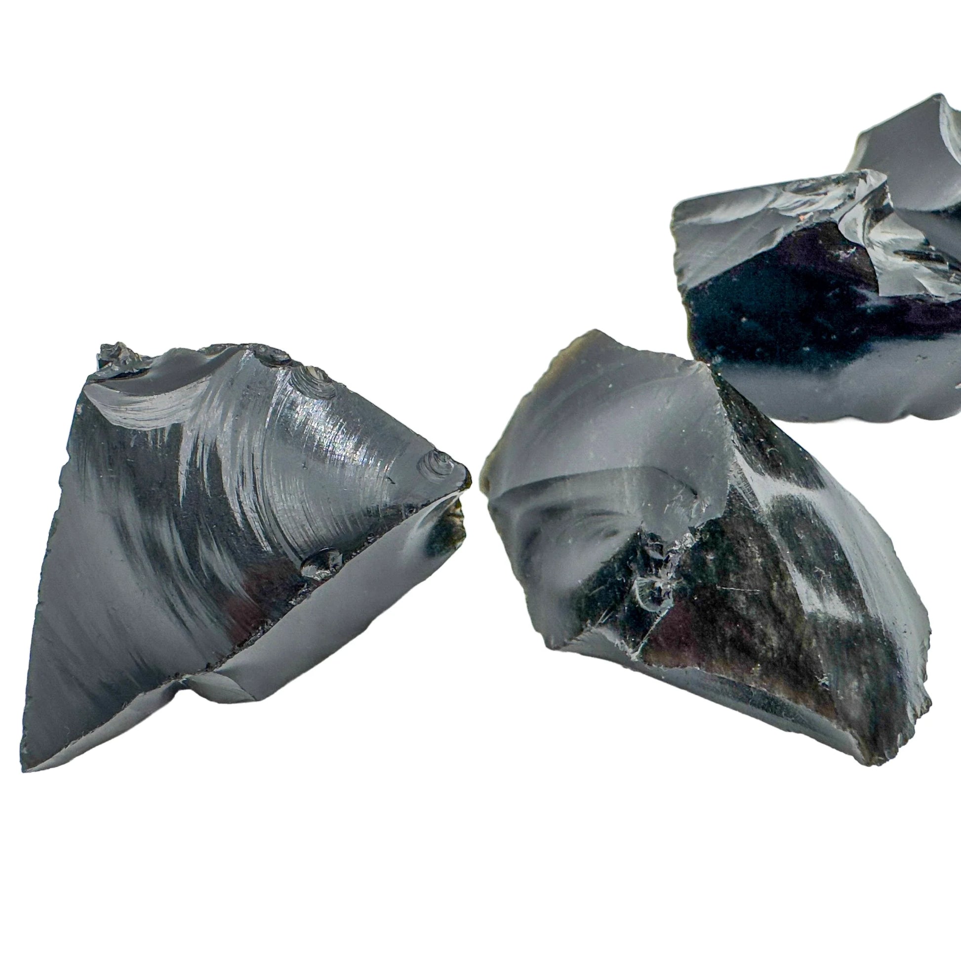 Aerial view of Black Obsidian raw stone, showing characteristic color, from Argentina.