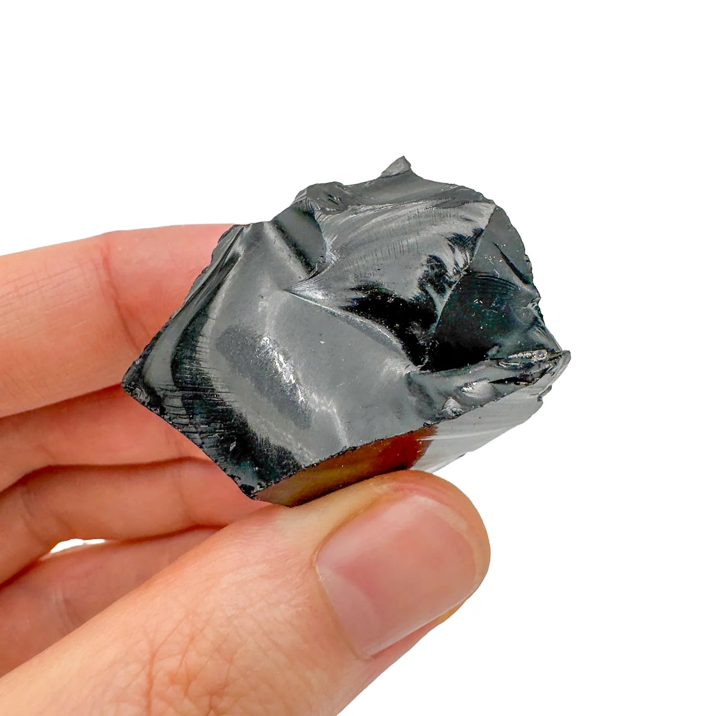 Reverse angle of Black Obsidian raw stone, hand-selected from Salta Province, Argentina, turned to for Protection.