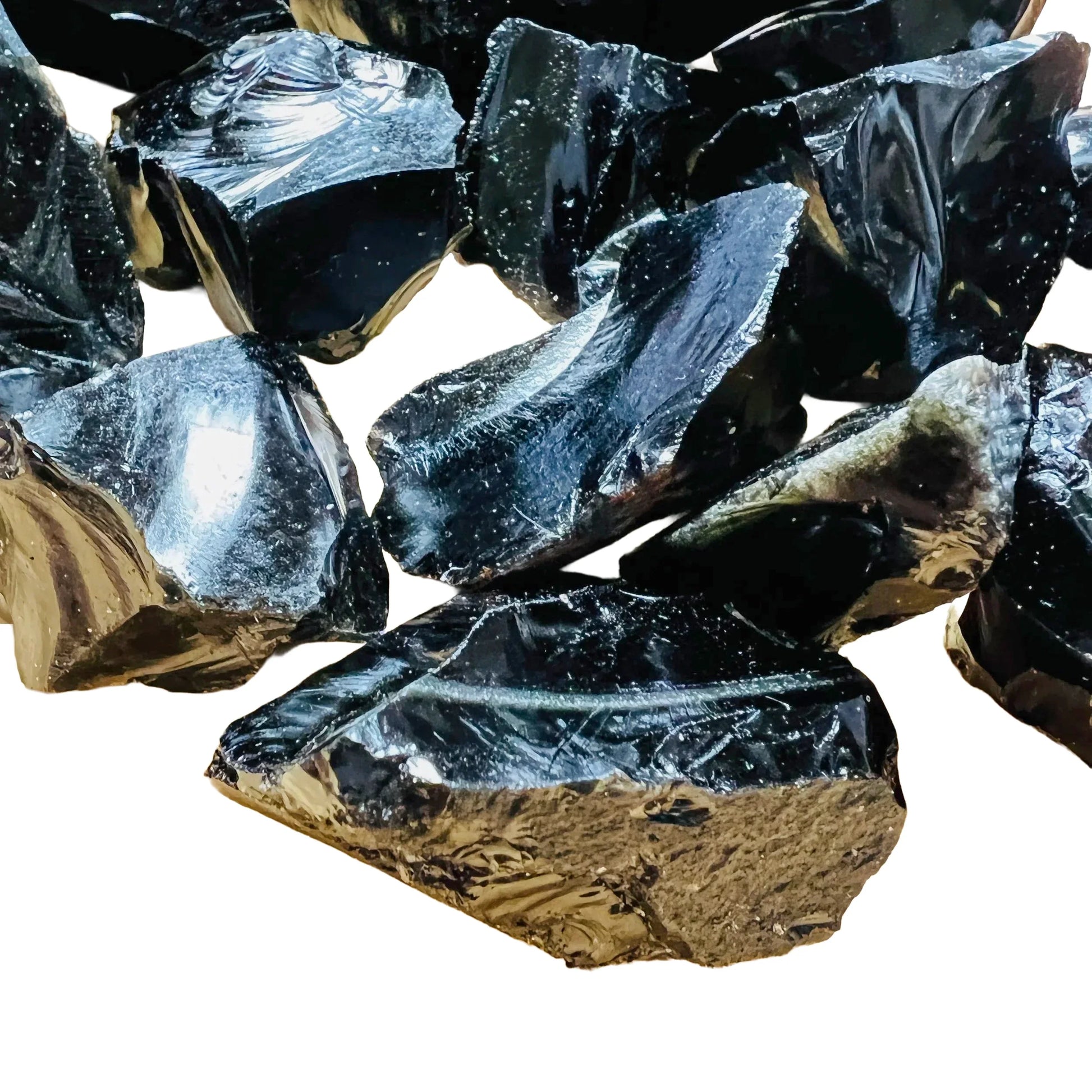 Full profile of Grade AA Black Obsidian raw ready to ship from Beyond Bohemian