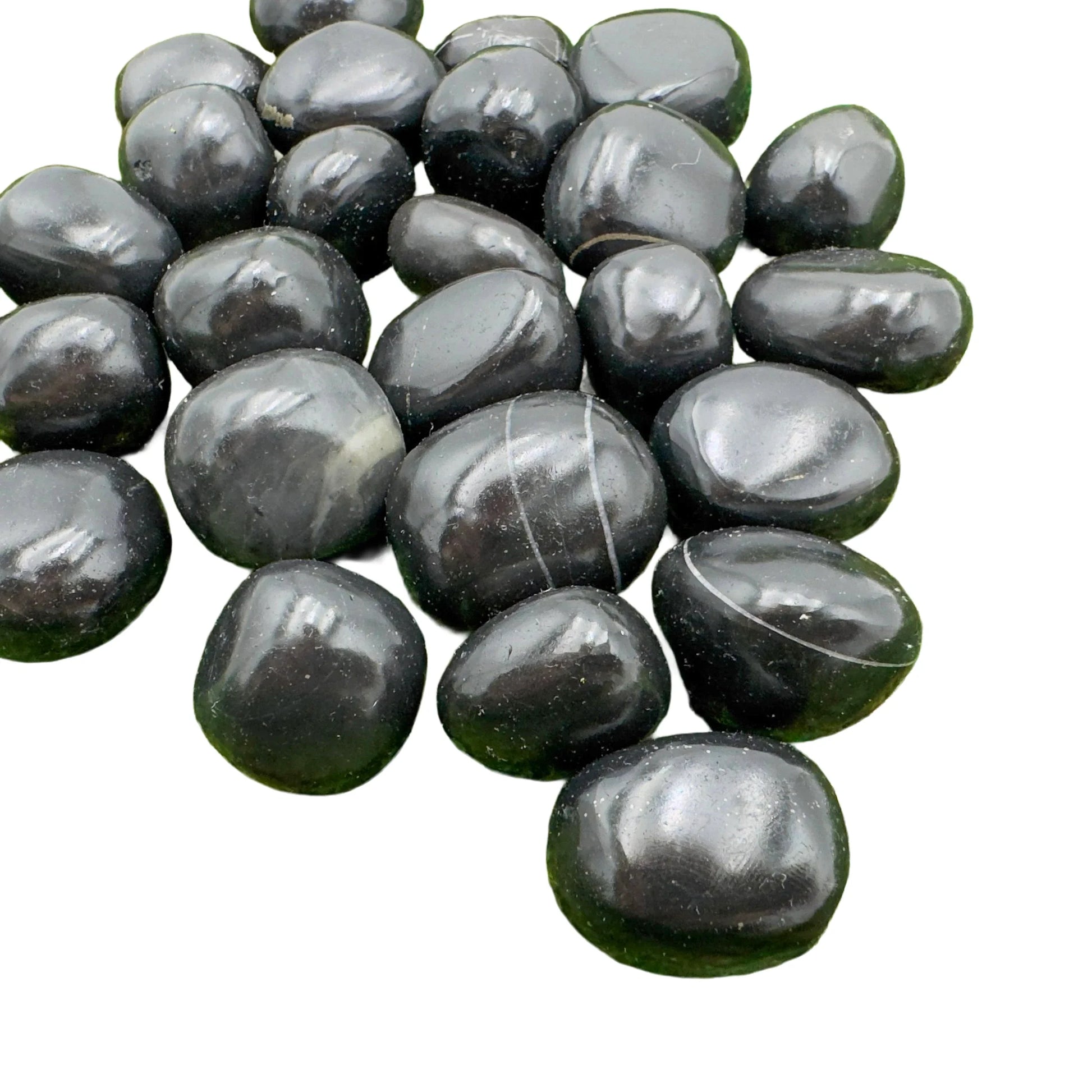 Full profile of Grade AA Black Onyx tumbled stone ready to ship from Beyond Bohemian