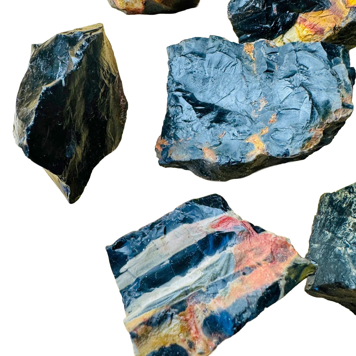 Rear view of Black Onyx raw stone, Brazil-sourced.