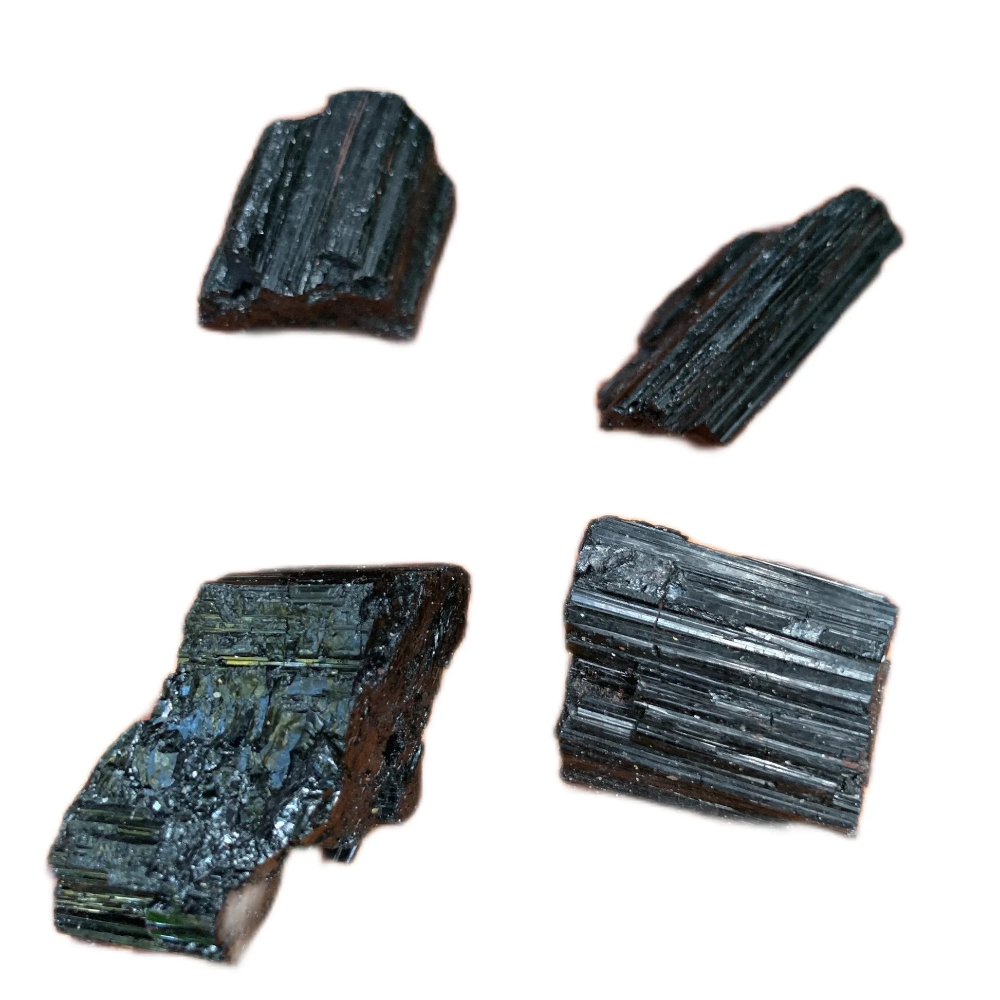 Detail shot of Grade AA Black Tourmaline raw under natural light