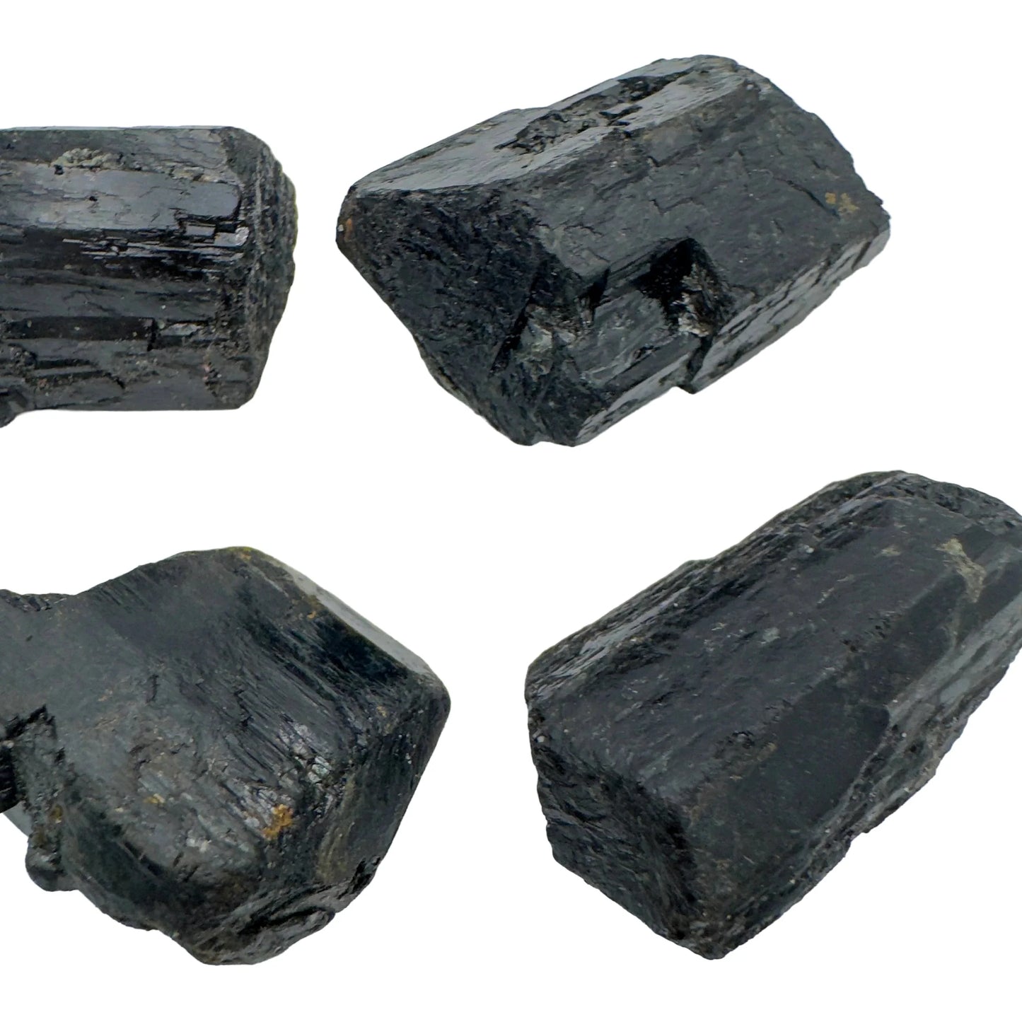 Alternate angle of Grade AA Black Tourmaline raw showing overall shape