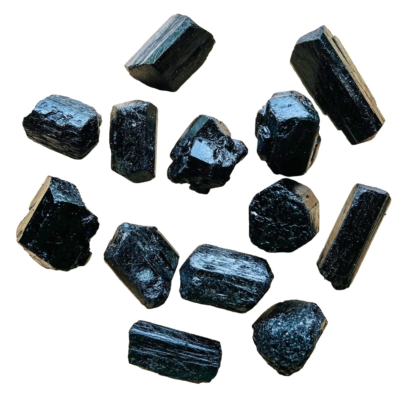Profile view of Grade AA Black Tourmaline raw stone, for Protection and Grounding.