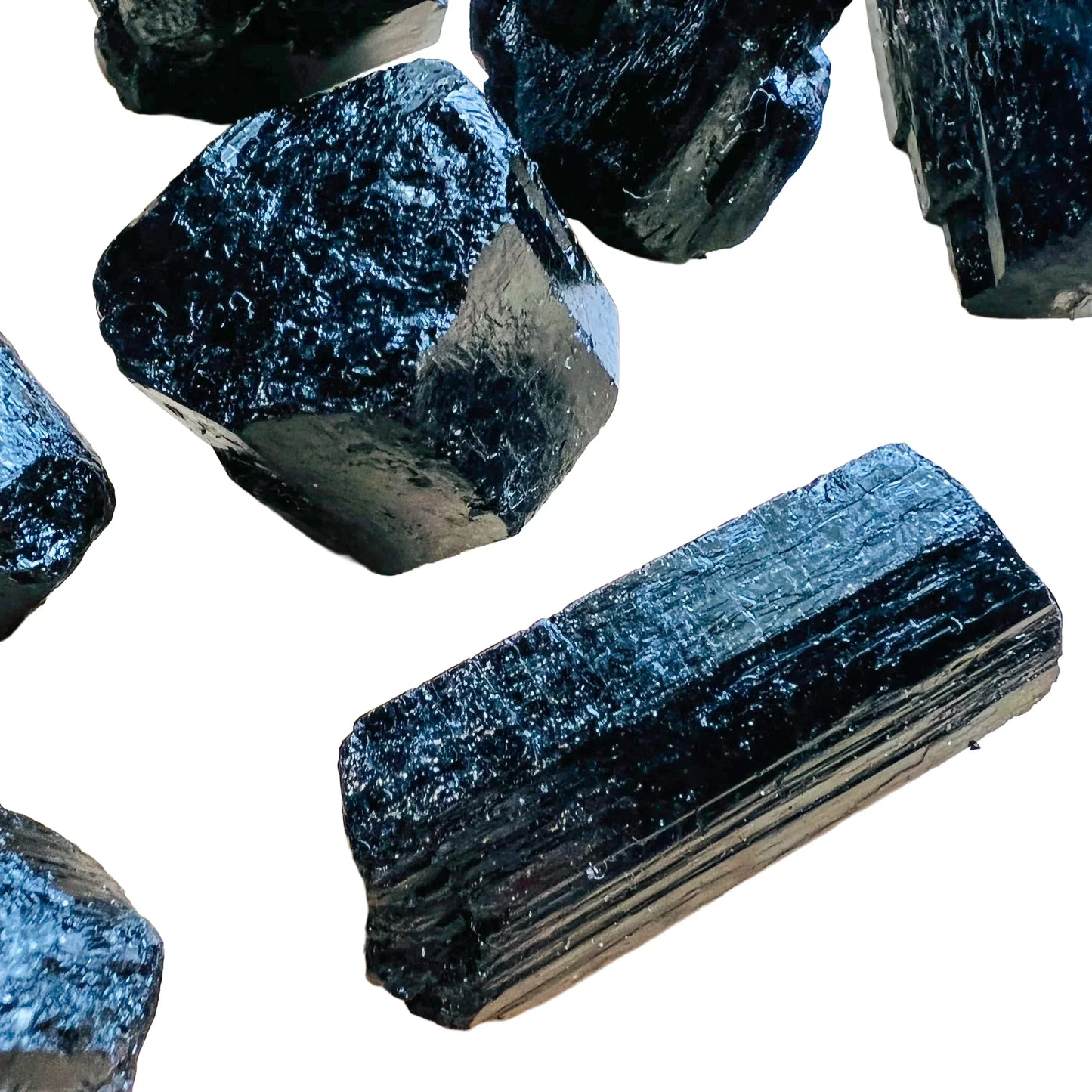 Alternate side of Black Tourmaline raw stone, showing characteristic finish, from Vakinankaratra, Madagascar.