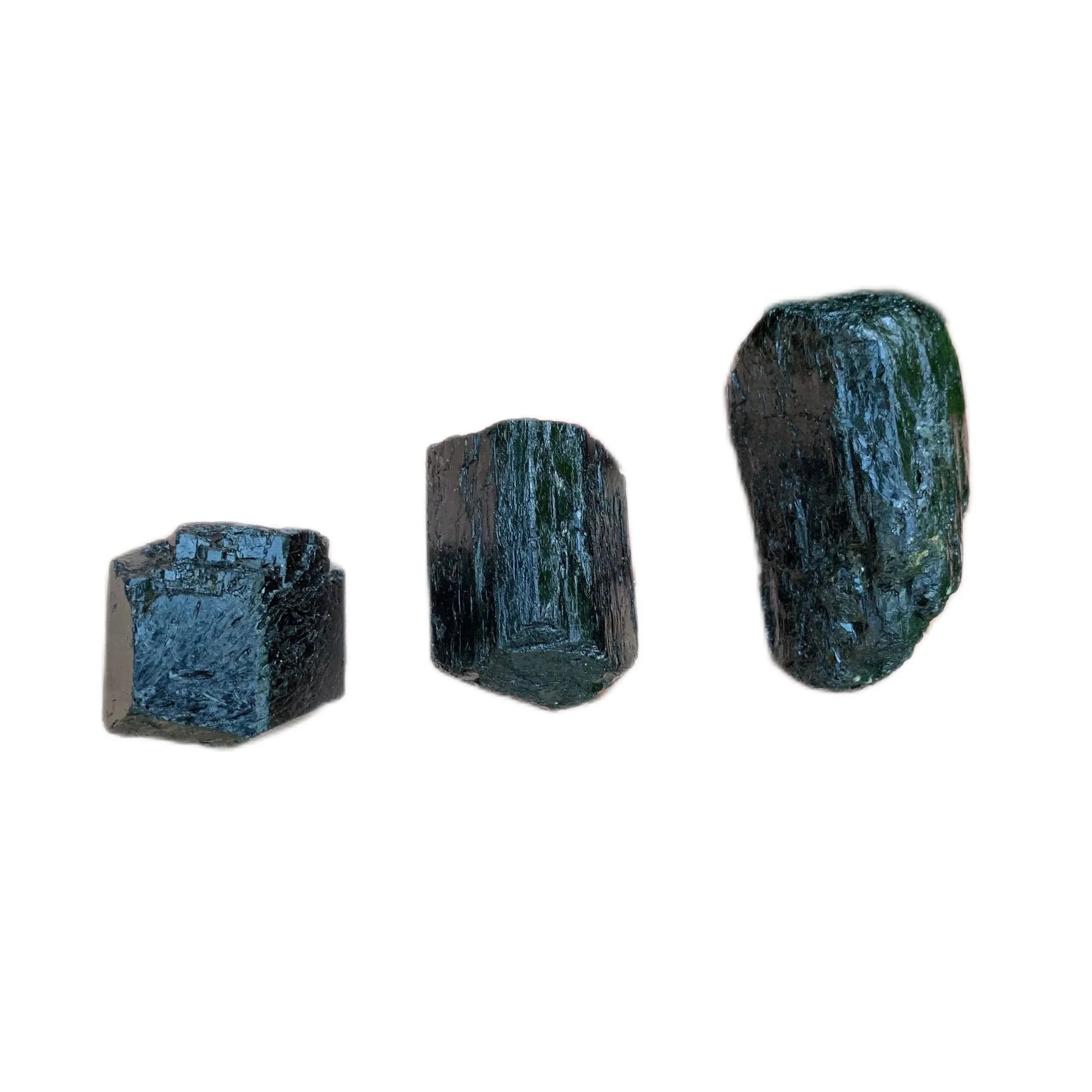 Detail shot of Grade AA Black Tourmaline raw under natural light