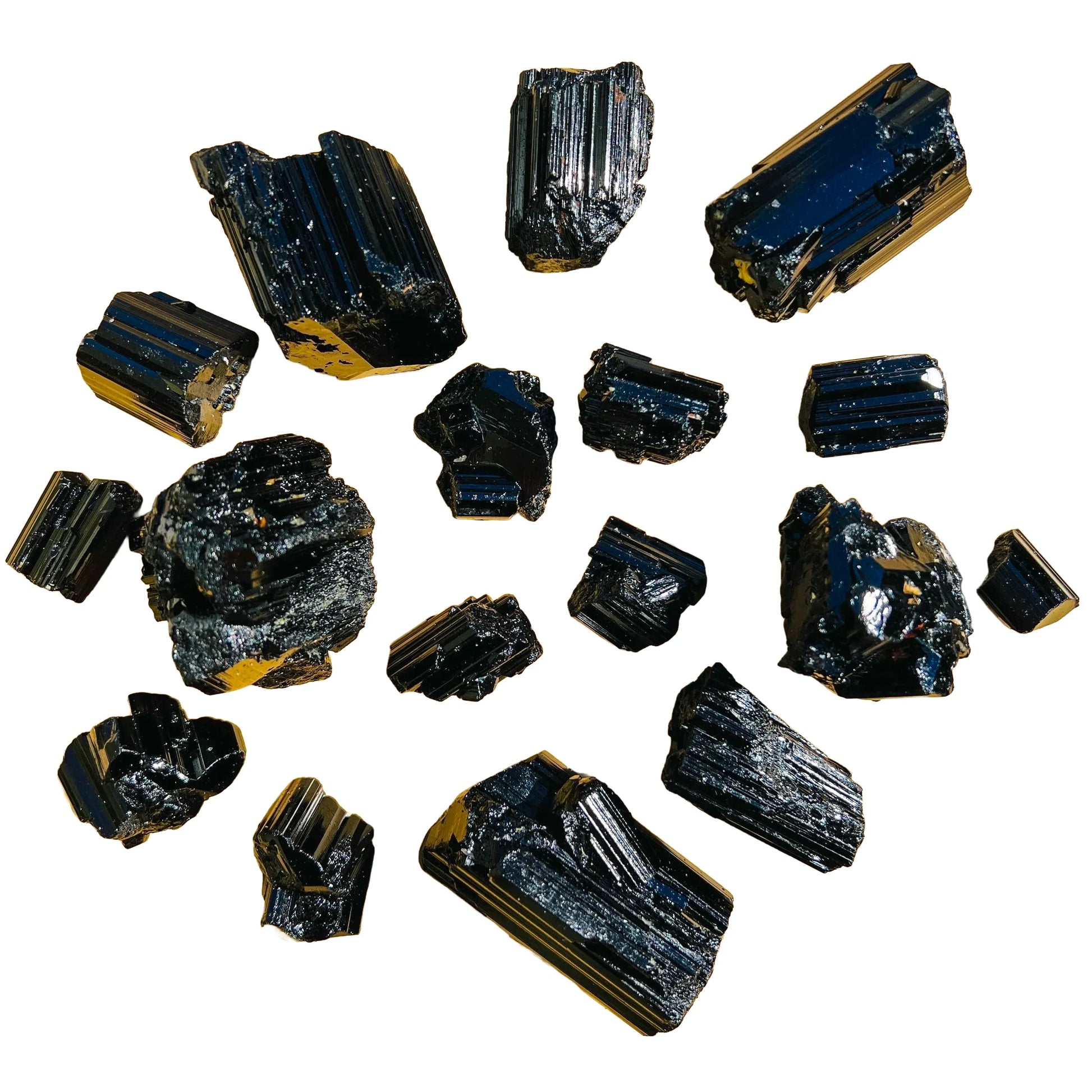 Top angle of Black Tourmaline raw stone, for Protection, from Madagascar.