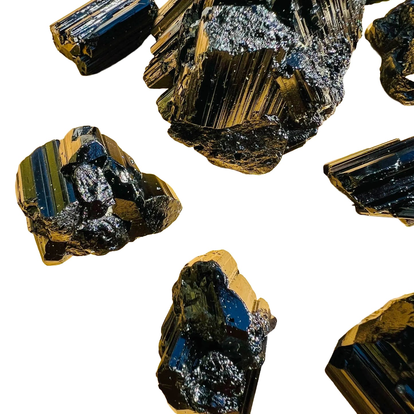 Alternate angle of Grade AAA Black Tourmaline raw showing overall shape