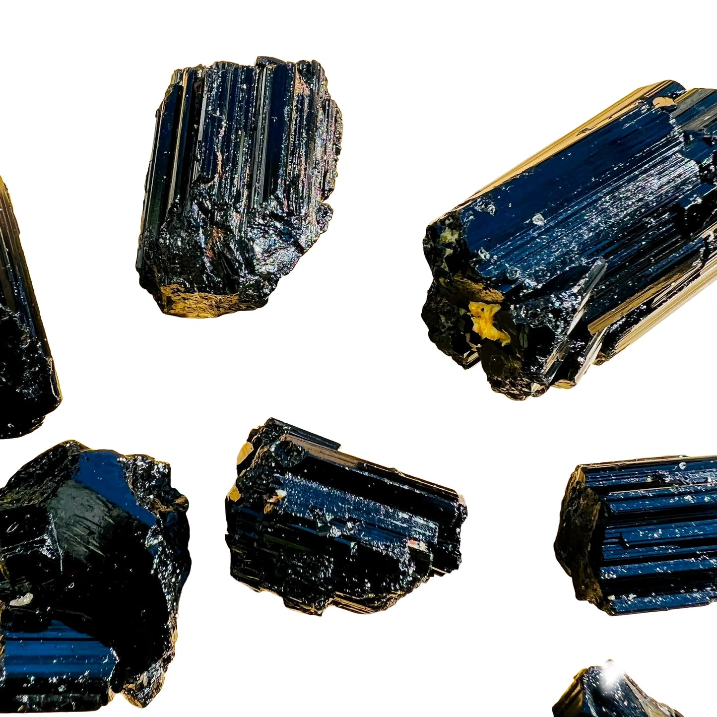 Back view of Grade AAA Black Tourmaline raw showing natural surface
