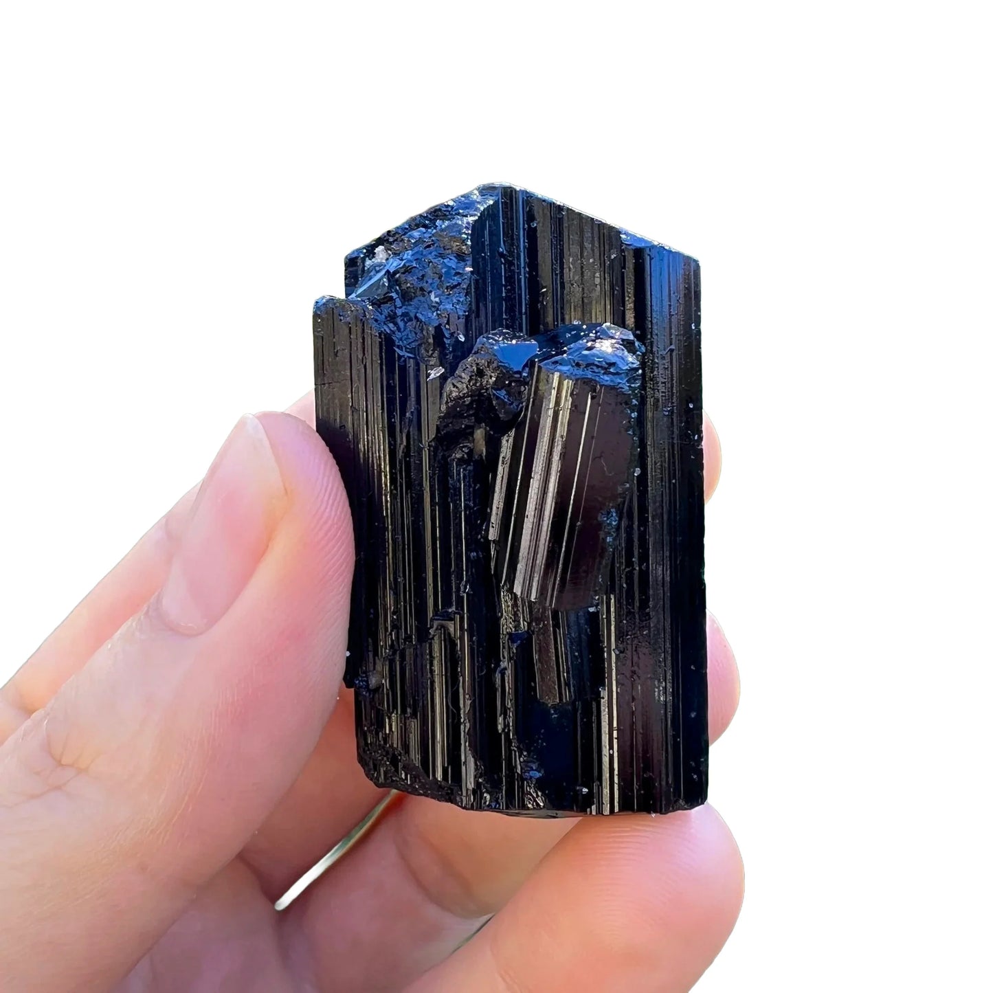Full profile of Grade AAA Black Tourmaline raw ready to ship from Beyond Bohemian