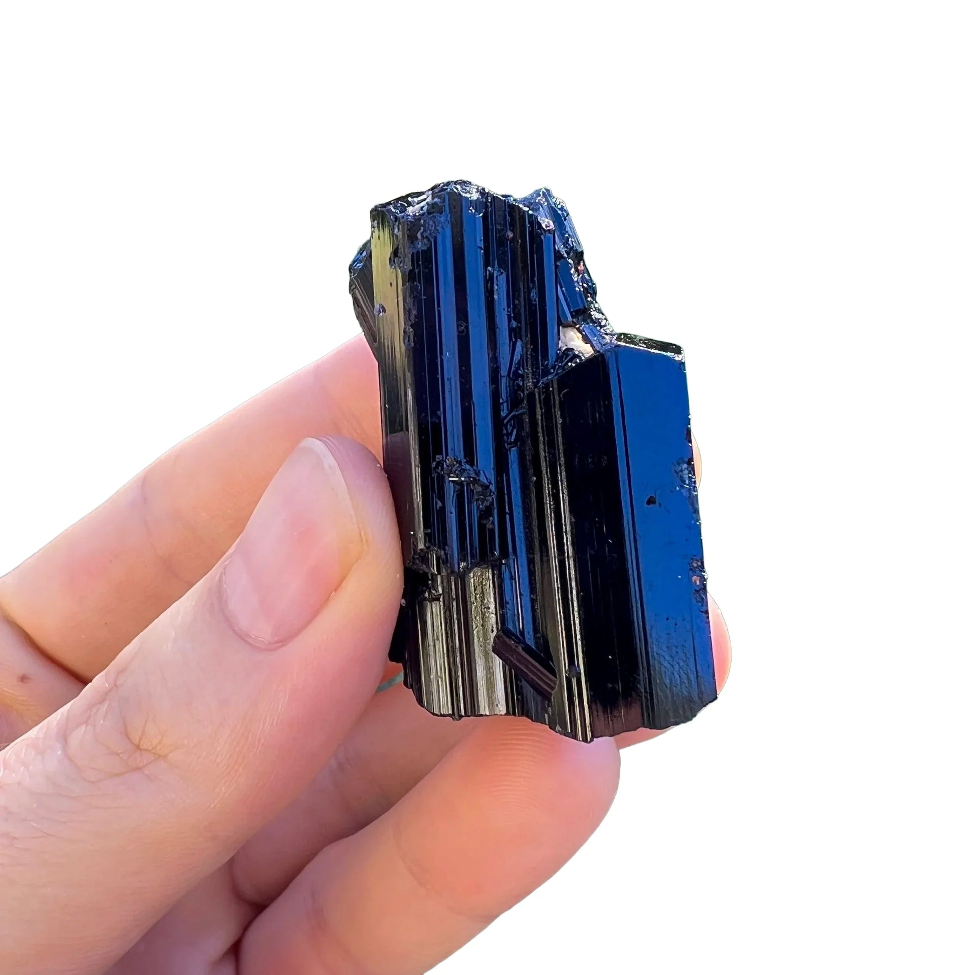 Full profile of Grade AAA Black Tourmaline raw ready to ship from Beyond Bohemian