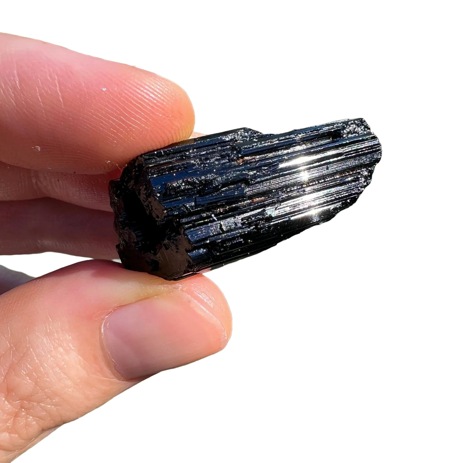 Full profile of Grade AAA Black Tourmaline raw ready to ship from Beyond Bohemian