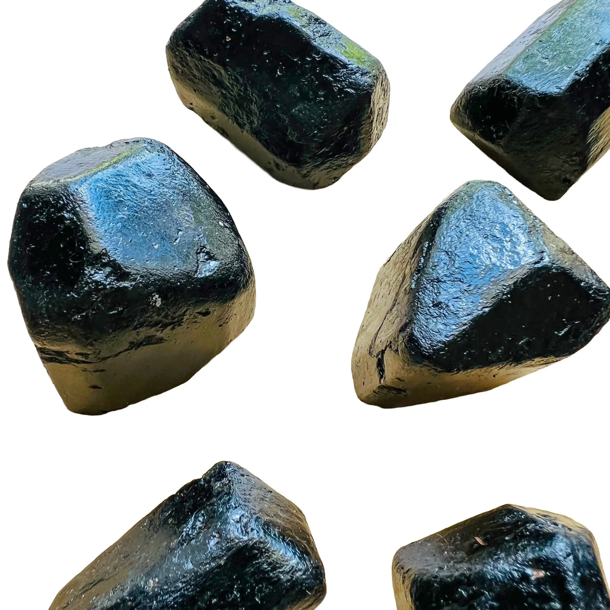Back view of Grade A Black Tourmaline raw showing natural surface