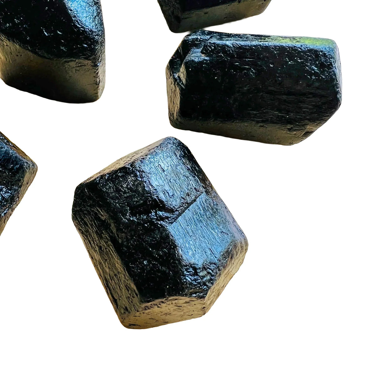 Detail shot of Grade A Black Tourmaline raw under natural light