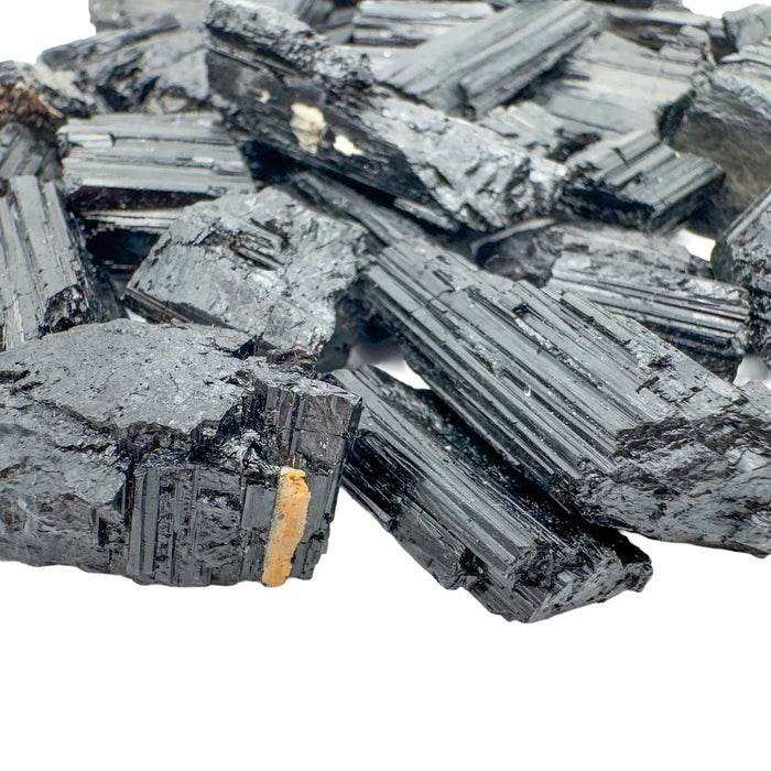 Underside detail of Black Tourmaline raw stone, from Brazil, showing natural variation.